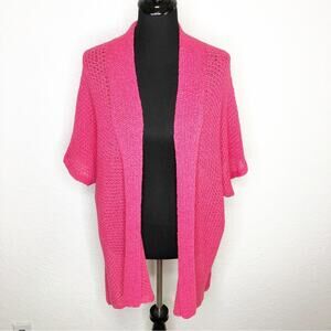 Chico’s bright pink lightweight knit wrap sweater size Small / Medium S/M NWT